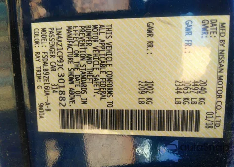 2018 Nissan Leaf S z USA, uszkodzony, nr VIN 1N4AZ1CP9JC301882